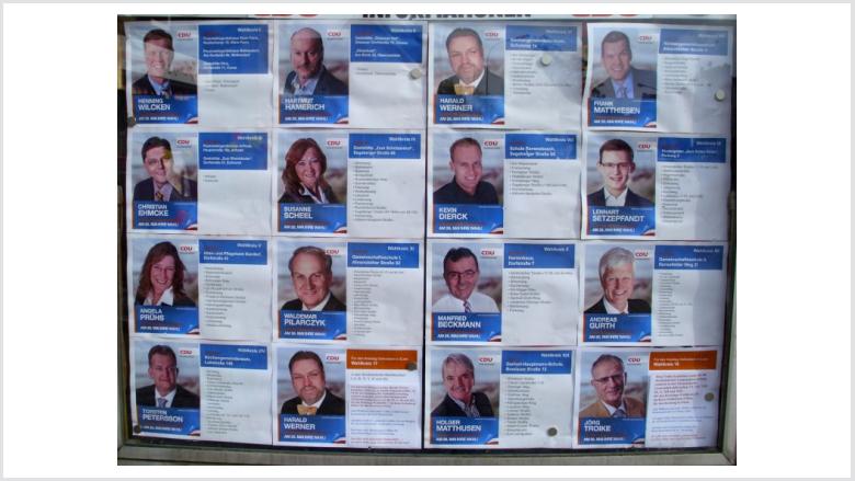 Unser CDU-Schaukasten am Kirchweg aktuell dekoriert: Unsere Kandidaten und ihre Wahlbezirke zur Kommunalwahl am 26. Mai